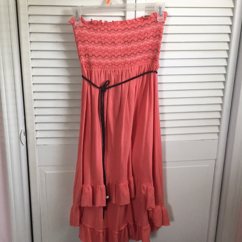 Belted high low dress